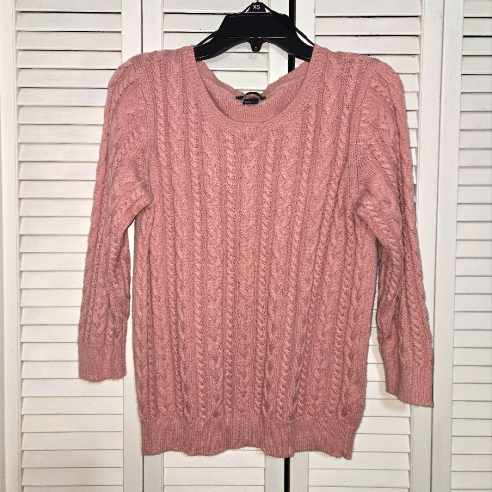 H&M Women's M Pink Alpaca Blend Cable Knit Sweater